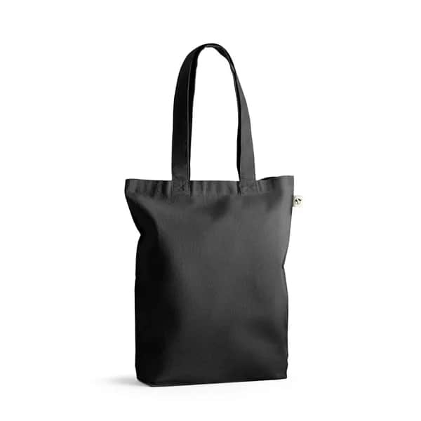 Tragetasche (220 g/ m²) aus Baumwolle (50%), recycelter Baumwolle (30%) und polyester (20% rPET) - MERIDA - Schwarz