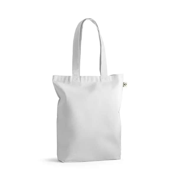Tragetasche (220 g/ m²) aus Baumwolle (50%), recycelter Baumwolle (30%) und polyester (20% rPET) - MERIDA - Weiß
