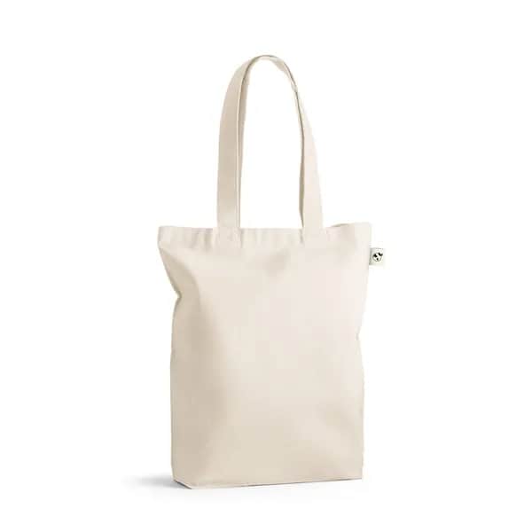 TraTragetasche aus Baumwolle (50%), recycelter Baumwolle (30%) und polyester (20% rPET) (220 g/ m²) - GIRONA - Naturhell