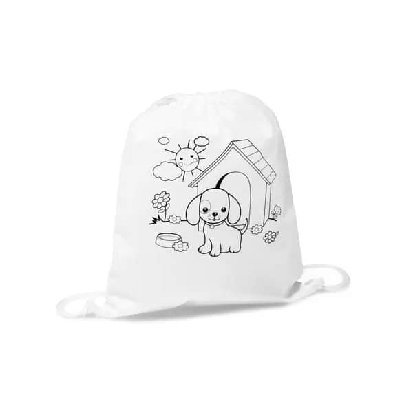 Kinder-Kordelbeutel zum Ausmalen (80 g/m²) - DRAWS - Weiß