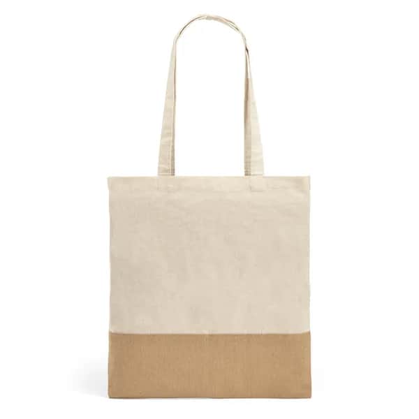 Tasche aus 100% Baumwolle (160 g/m²) mit Details aus Jute-Imitat - MERCAT - Natur