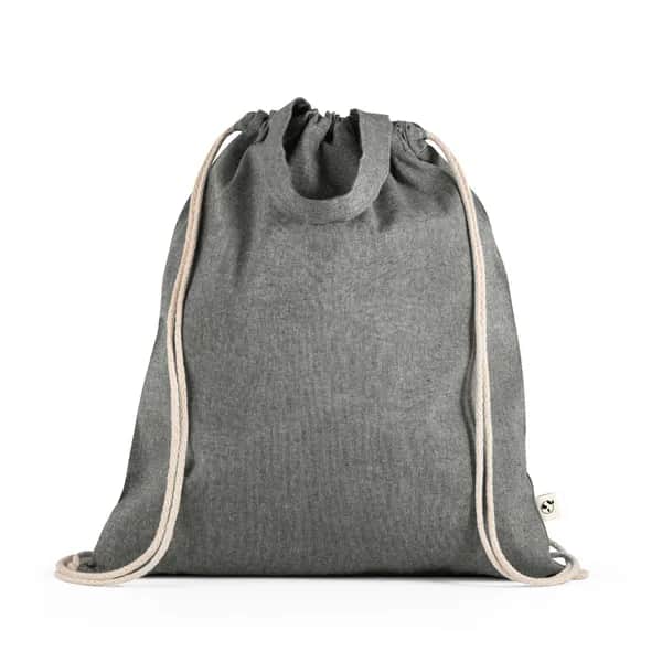 Tragetasche/Turnbeutel (2in1) aus recycelter Baumwolle (70%) und polyester (30% rPET) (140 g/m²) - RISSANI - Schwarz