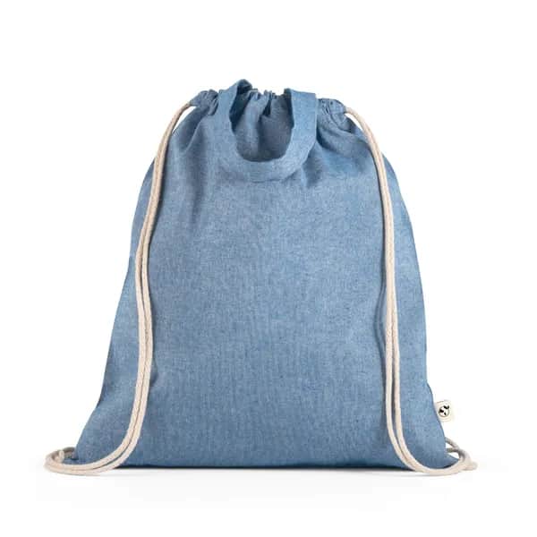 Tragetasche/Turnbeutel (2in1) aus recycelter Baumwolle (70%) und polyester (30% rPET) (140 g/m²) - RISSANI - Blau