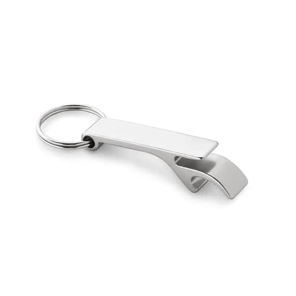 Schlüsselanhänger aus Aluminium mit Flaschenöffner - BAITT - Silber