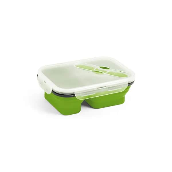 Faltbare hermetische Frischhaltebox aus Silikon und PP (480 und 760 mL) - DILL - Hellgrün