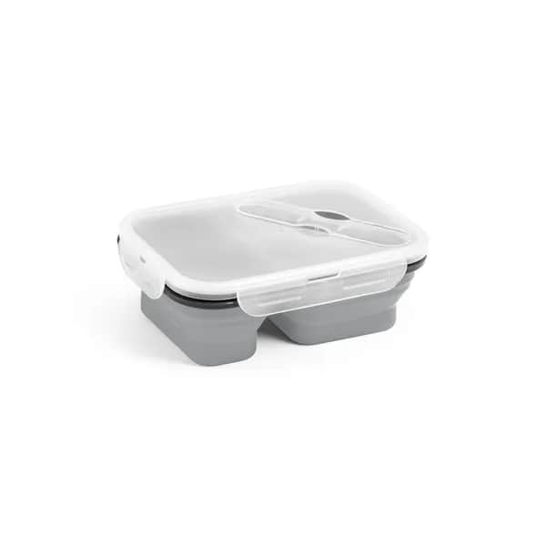 Faltbare hermetische Frischhaltebox aus Silikon und PP (480 und 760 mL) - DILL - Hellgrau