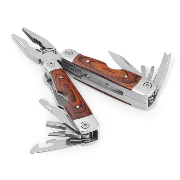 Multifunktionswerkzeugset aus Edelstahl mit Holzdetails - MAGNUM - Natur - dunkel