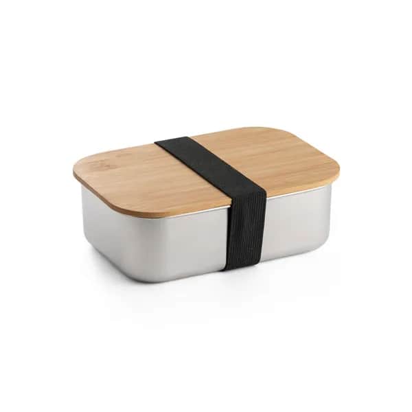 Frischhaltebox (800 mL) aus Edelstahl und Deckel aus Bambus - SHINO - Natur