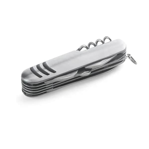 Multifunktions-Taschenmesser aus Edelstahl und Metall - KAPRUN - Satinsilber