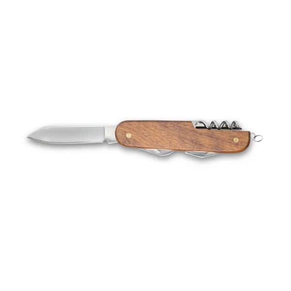 Multifunktions-Taschenmesser aus Edelstahl und Holz - BELPIANO - Natur