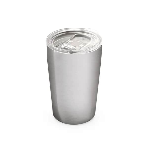 Reisebecher (Sublimation) aus Edelstahl 380 ml - SLIDER - Satinsilber
