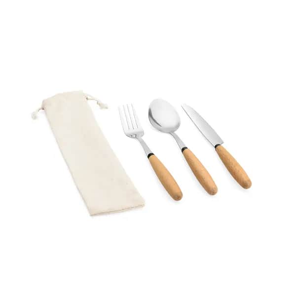 3-teiliges Set aus Akazienholz - BOULUD - Natur