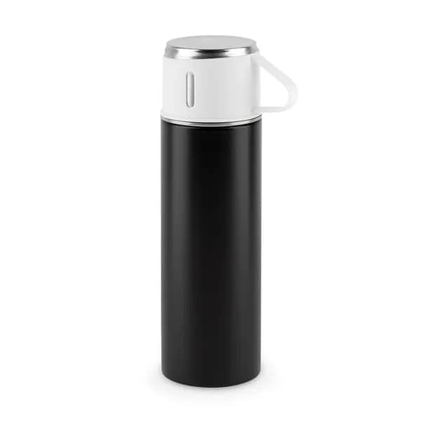Doppelwandige Edelstahlflasche (90% recycelt) mit matter Oberfläche 490 ml - COMANECI - Schwarz