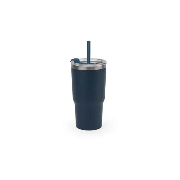 Kompakter Reisebecher aus Edelstahl (91 % recycelt) mit vakuumisolierter Doppelwand und matter Oberfläche 600 ml - JOYNER M - Dunkelblau
