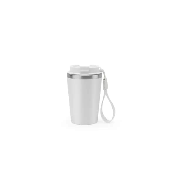 Reisebecher aus Edelstahl (90 % recycelt) und Außenwand aus PP mit matter Oberfläche 440 ml - SPITZ - Weiß