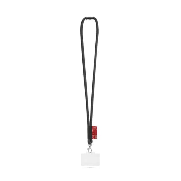 SET Lanyard Tube Long (Ø 7 mm) mit 9 mm Auslösekarabiner, Ø 7 mm Sicherheitsverschluss und 91 x 68 mm starrem Ausweis-/Kartenhalter - WATFORD - 300 - Schwarz