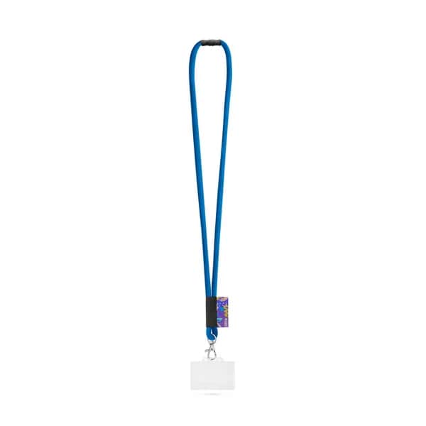 SET Lanyard Tube Long (Ø 7 mm) mit 9 mm Auslösekarabiner, Ø 7 mm Sicherheitsverschluss und 91 x 68 mm starrem Ausweis-/Kartenhalter - WATFORD - 303 - Blau