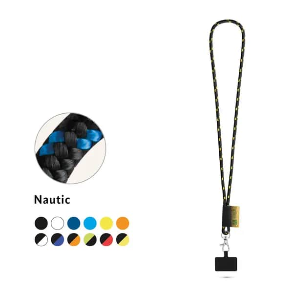 SET Lanyard NAUTIC Long (Ø 7 mm) mit 9 mm Schnappkarabiner und Handyhalterung - STAFFORD - Orange Hexachrome
