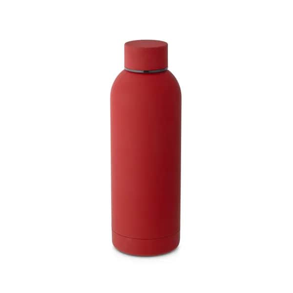 Trinkflasche aus Edelstahl (36% recycelt) (550 mL) mit gummierter Oberfläche - ODIN - Burgunder