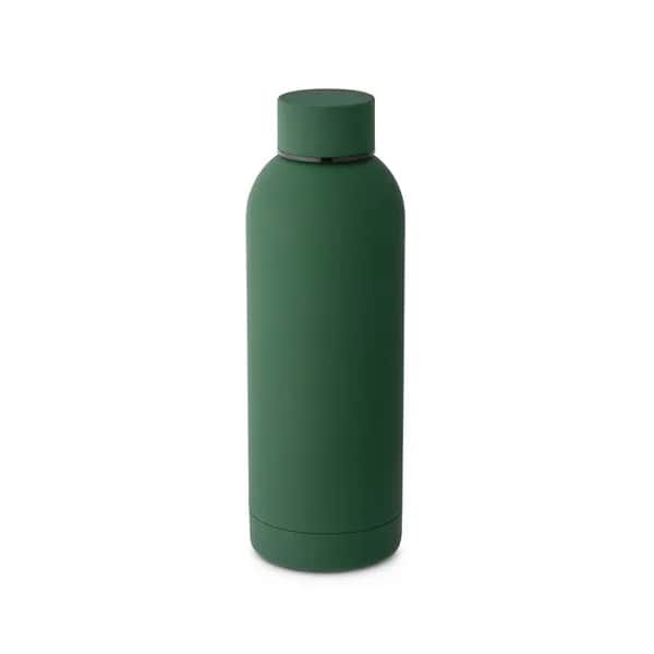 Trinkflasche aus Edelstahl (36% recycelt) (550 mL) mit gummierter Oberfläche - ODIN - Dunkelgrün