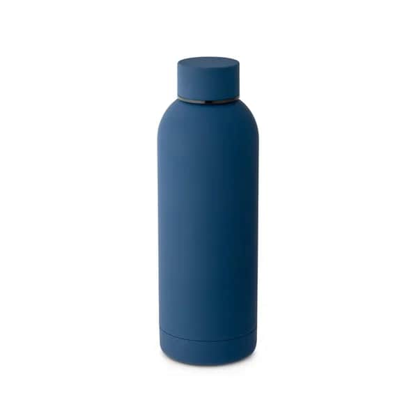 Trinkflasche aus Edelstahl (36% recycelt) (550 mL) mit gummierter Oberfläche - ODIN - Dunkelblau