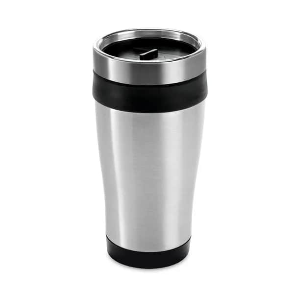 Reisebecher aus Edelstahl und PP, 420 ml - BATUM - Schwarz