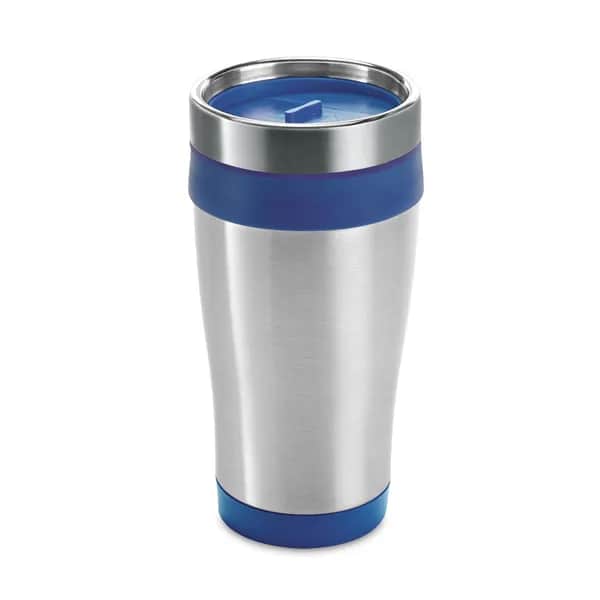Reisebecher aus Edelstahl und PP, 420 ml - BATUM - Königsblau