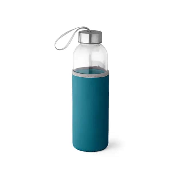 Glas und Edelstahl Sportflasche 520 mL - RAISE - Blau