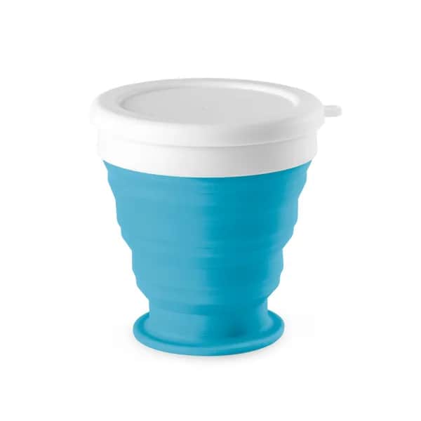 faltbarer Reisebecher aus Silikon und PP 250 ml - ASTRADA - Hellblau