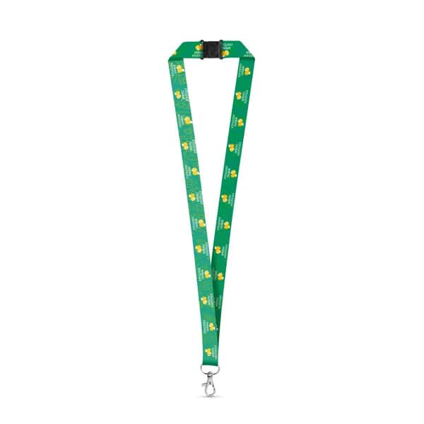 SET Lanyard SUBLIMATION Long II (20 mm) aus recyceltem Polyester (100% rPET) mit 20 mm Schnappkarabiner und Sicherheitsverschluss - DOVER - Weiß