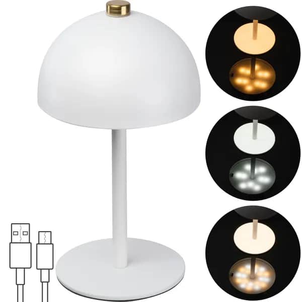 Tischlampe aus Edelstahl mit Akku  CODY - weiss