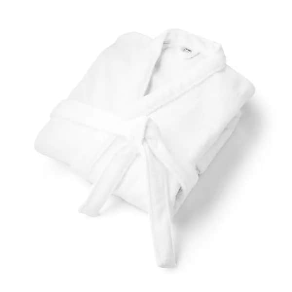 Bademantel (350 g/m²) aus Baumwolle (82%) und recycelter Baumwolle (18%) - RUFFALO LARGE - Weiß