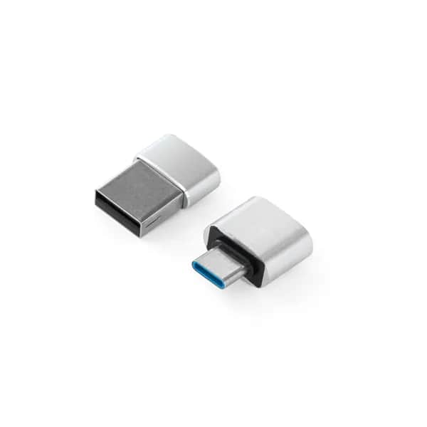 Set aus 2 Aluminium USB-A / USB-C Adaptern - MINSKY - Satinsilber