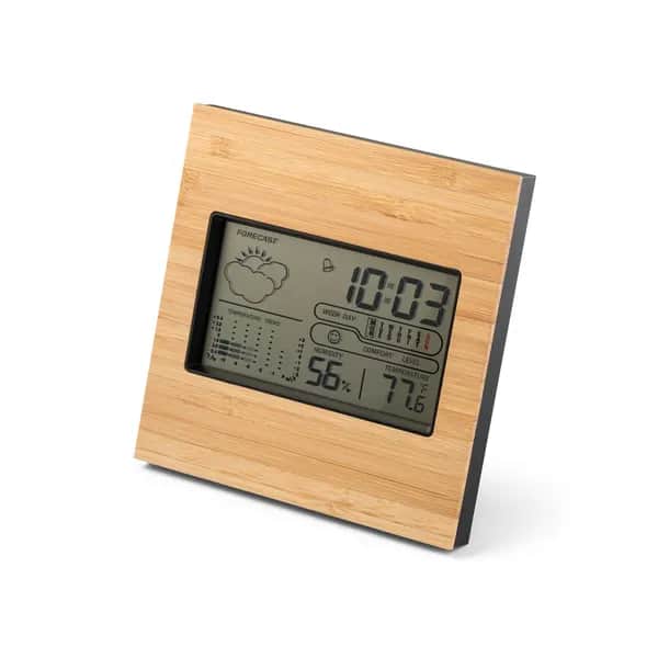 Tischwetterstation mit LCD-Bildschirm aus ABS und Bambus - BROMLEY - Schwarz