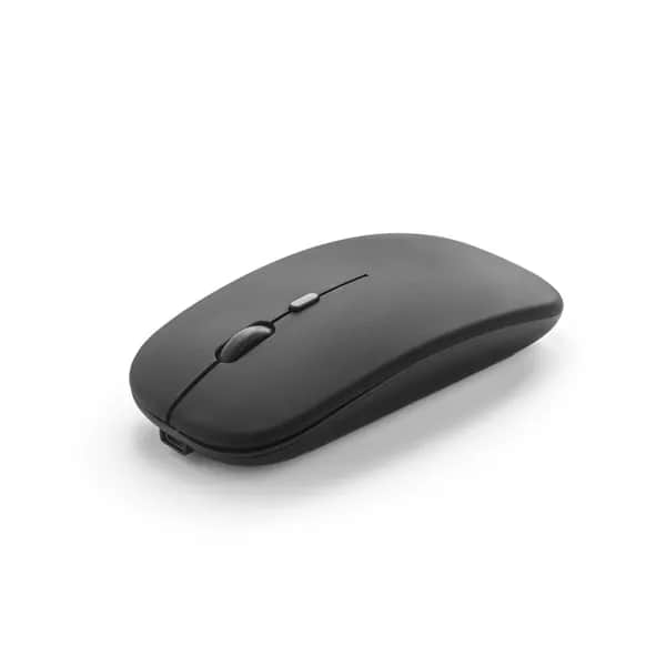 Wireless Maus mit 500mAh Akku aus recyceltes ABS (100% rABS) - KHAN - Schwarz
