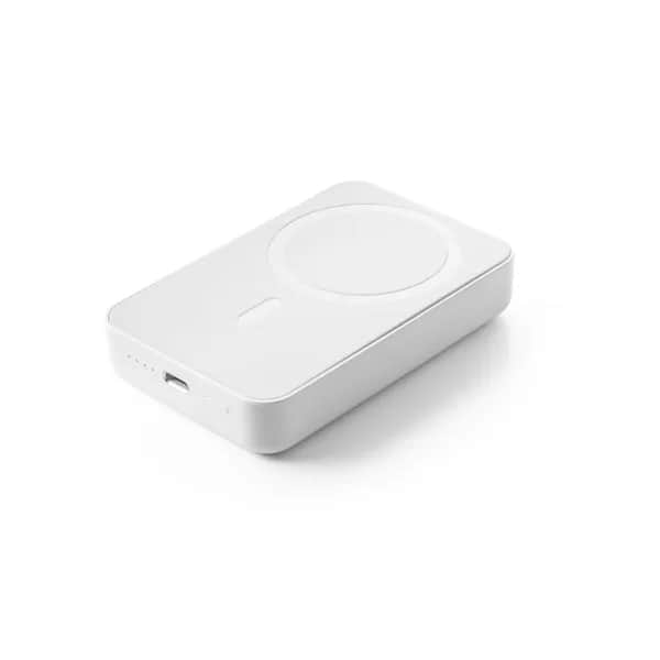Magnetische Powerbank mit 10000 mAh und superschnellem kabellosem Ladegerät (15 W) aus Recyceltes ABS (100% rABS) - AMPERE 10 - Weiß