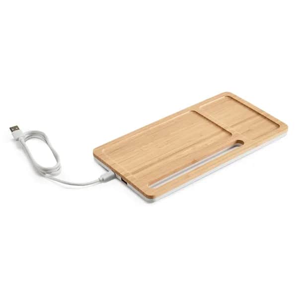Schreibtisch-Organizer mit 15W wireless Ladegerät aus Bambus und ABS - MOTT - Natur