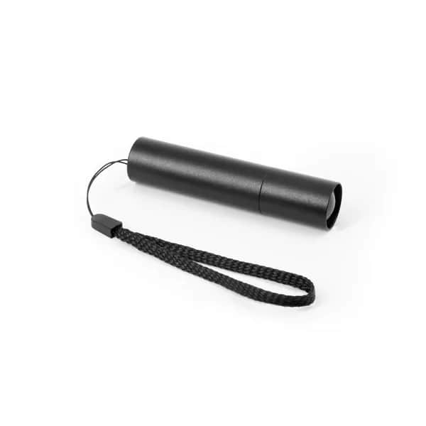 Wiederaufladbare Taschenlampe aus recyceltem Aluminium (100 % rAL) mit 30 mm ausziehbarer Spitze - BRUCE - Schwarz
