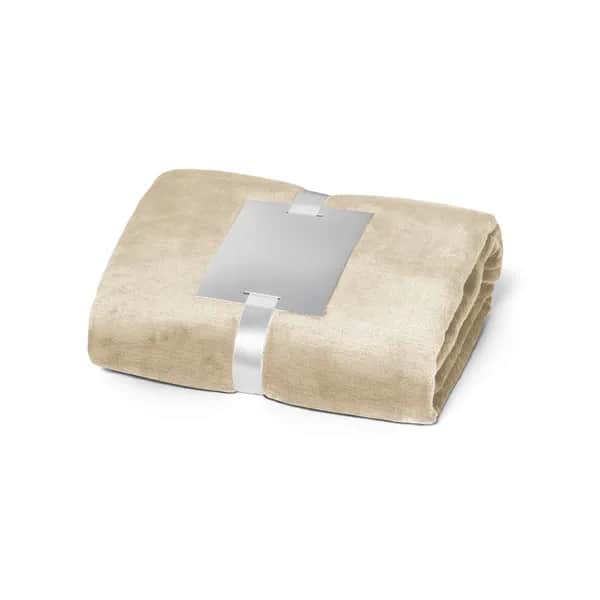 Fleecedecke (240 g/m²) mit Personalisierungskarte - DYLEAF - Beige