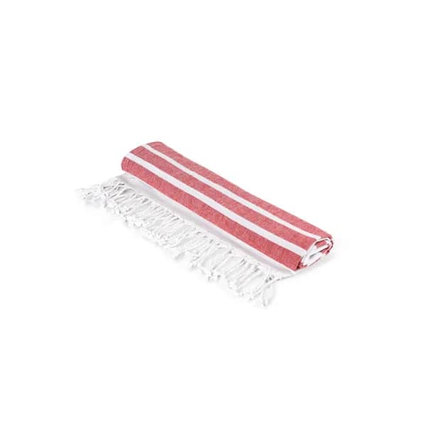 Strandtuch aus Baumwolle (70% recycelt) und Polyester (30% recycelt) (180 g/m²) - SARDENHA - Rot
