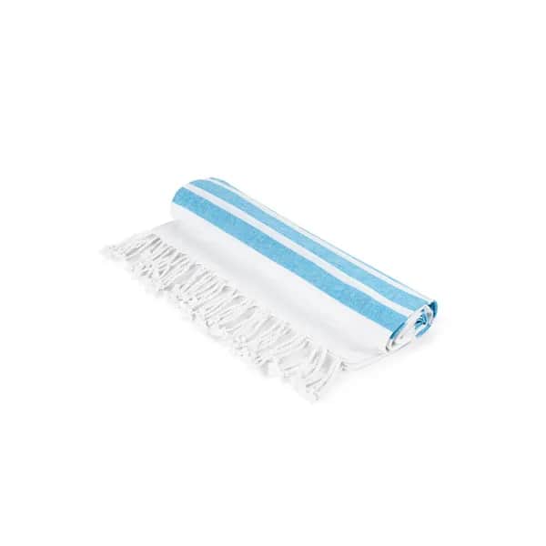 Strandtuch aus Baumwolle (70% recycelt) und Polyester (30% recycelt) (180 g/m²) - SARDENHA - Hellblau