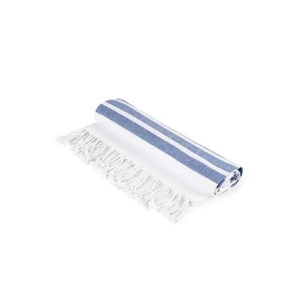 Strandtuch aus Baumwolle (70% recycelt) und Polyester (30% recycelt) (180 g/m²) - SARDENHA - Dunkelblau