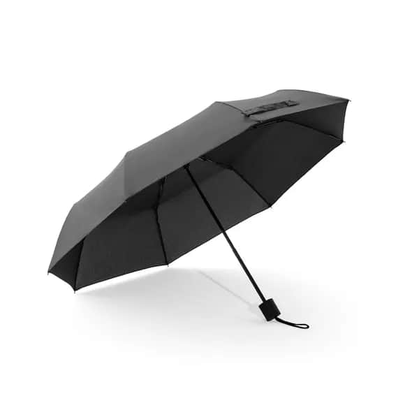 Regenschirm 21, aus recyceltem Polyester (100% rPET) Pongee 190T, in 3 Teile faltbar - AIDEN - Schwarz