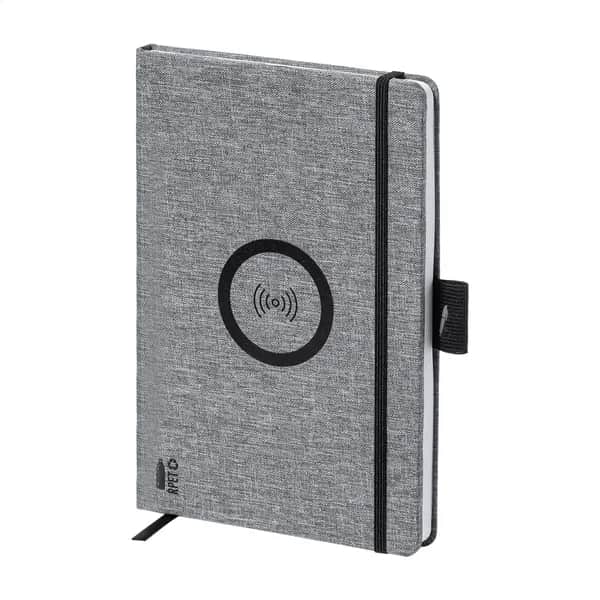 Notizbuch mit Wireless-Charger - Charbuk - grau (-77)
