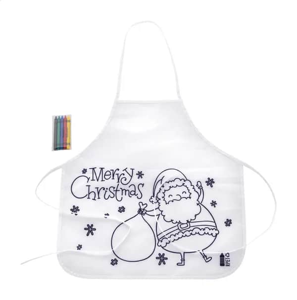 Weihnachtsschürze zum Ausmalen für Kinder - Julfar Cook - weiß