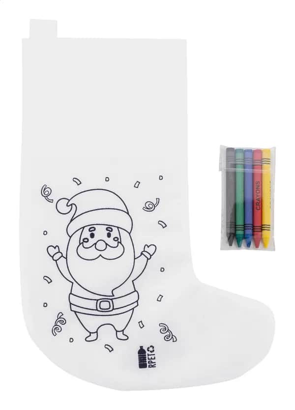 Weihnachtsstrumpf zum Ausmalen - Julfar Gift - weiß