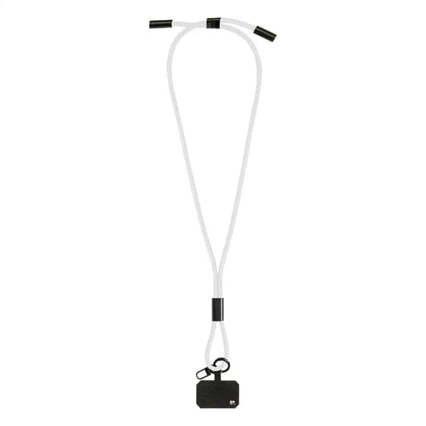60W Lanyard mit Lade- und Datenkabel aus RPET - HolCharge - weiß (-01)