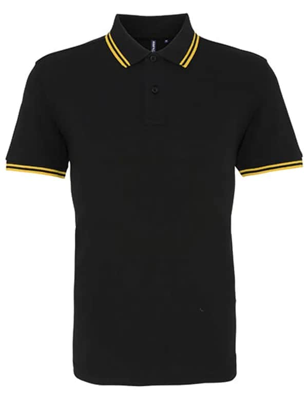 Men´s Classic Fit Tipped Polo - Black/Yellow