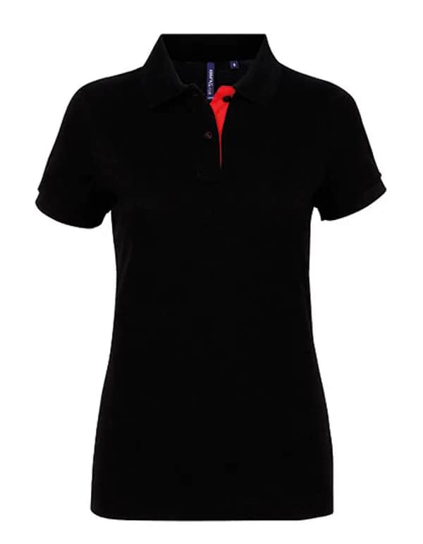 Women´s Classic Fit Contrast Polo - Black/Red