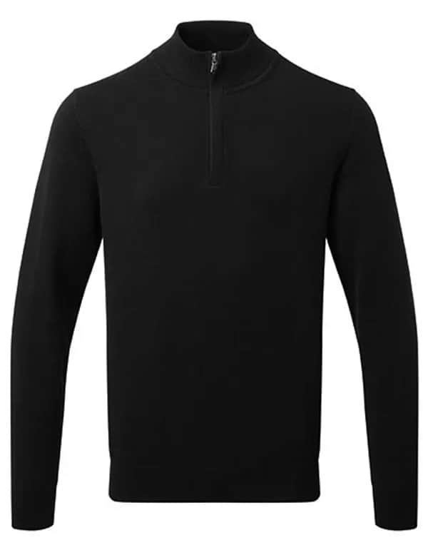 Men´s Cotton Blend 1/4 Zip Sweater - Black